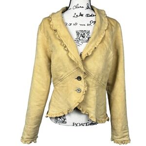 Vtg Faded Glory Faux Suede Jacket Size 8/10 Ruffled Hem Western Boho Prairie